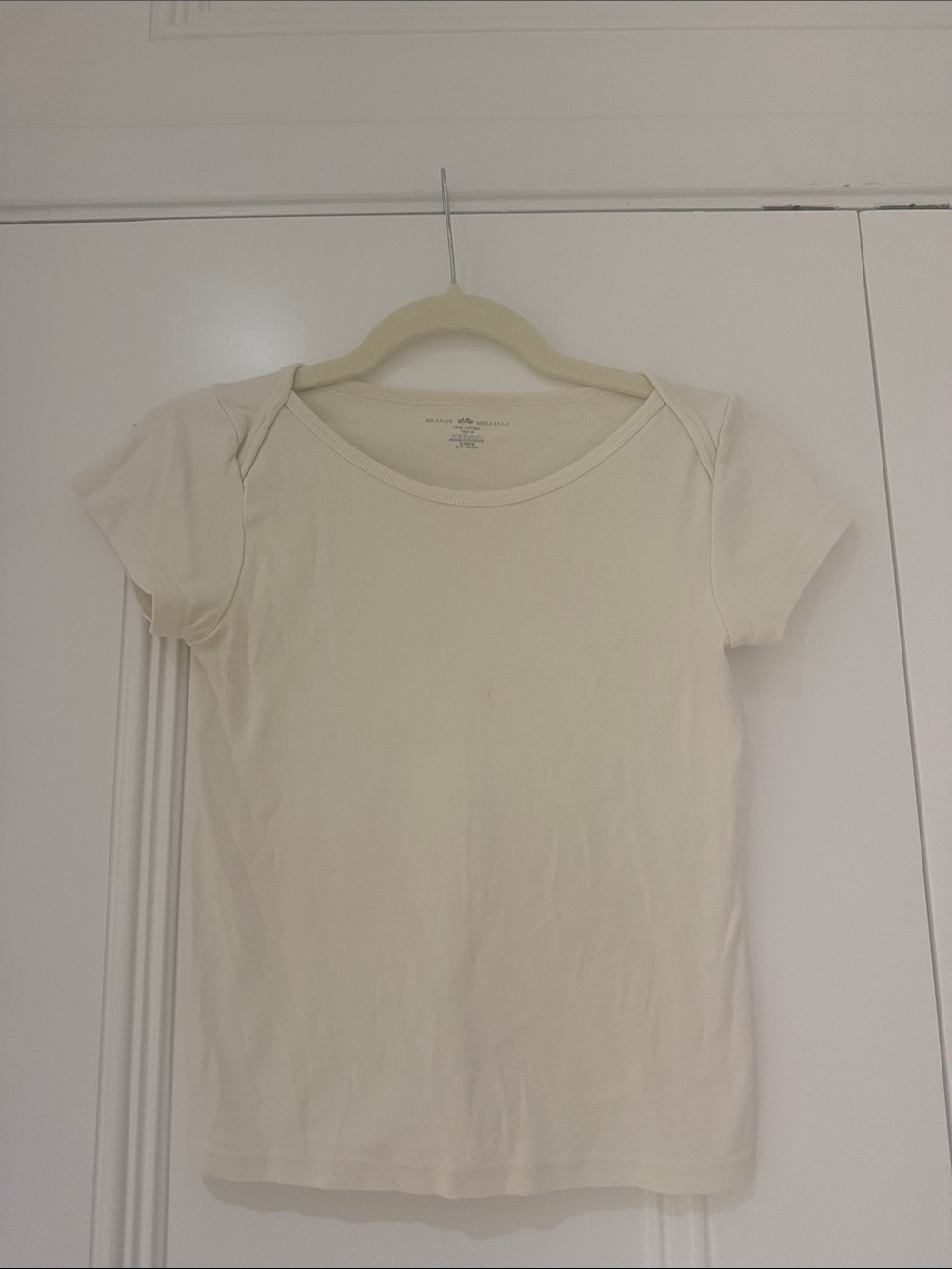 Brandy Melville Cream Scoop Neck Short Sleeve Tee